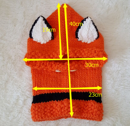 Children's Hand-Knitted Wool Knit Hat with Earmuffs