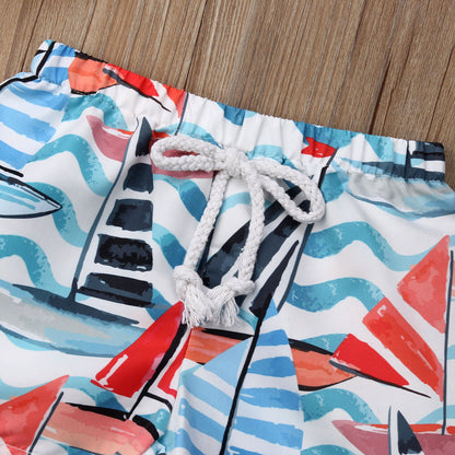 Casual Baby Boy Printed Swim Trunks for Beach Vacations