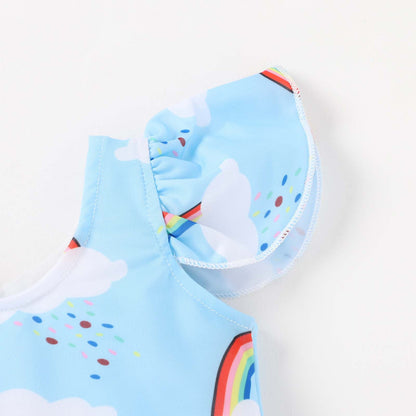 Toddler Sleeveless Polyester Swimsuit for Girls