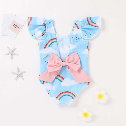 Toddler Sleeveless Polyester Swimsuit for Girls