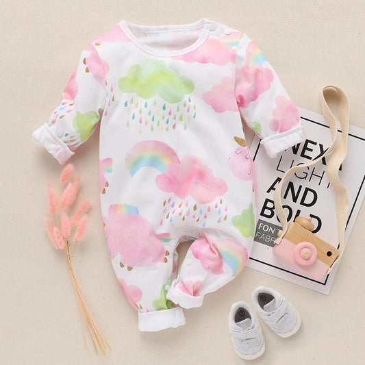 Colorful Cloud Long Sleeve Baby Bodysuit