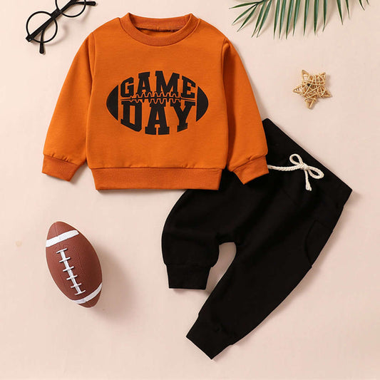 Rugby Pattern Sweater and Pants Set