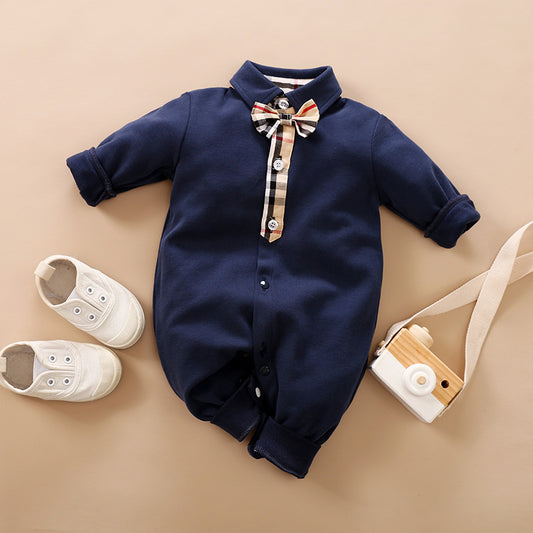 Gentleman Style Long Sleeve Cotton One-Piece for Boys