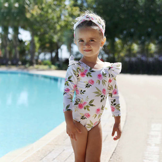 Girls' Polyester Swimsuit for Swimming and Wading