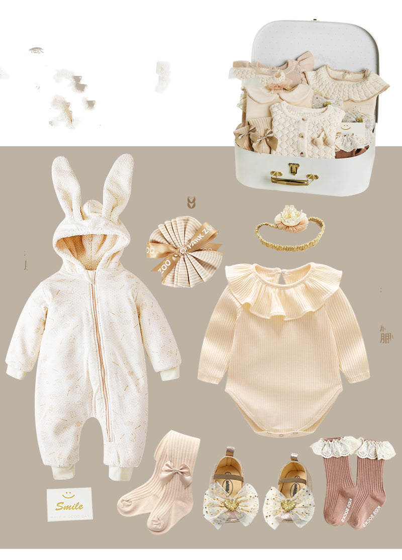 Cotton Baby Set with Clothing, Shoes, and Supplies