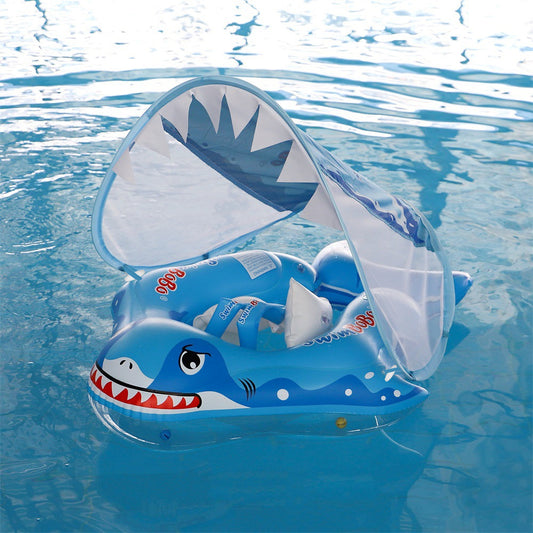 Shark Style Children's Swim Ring with Folding Hood : Summer