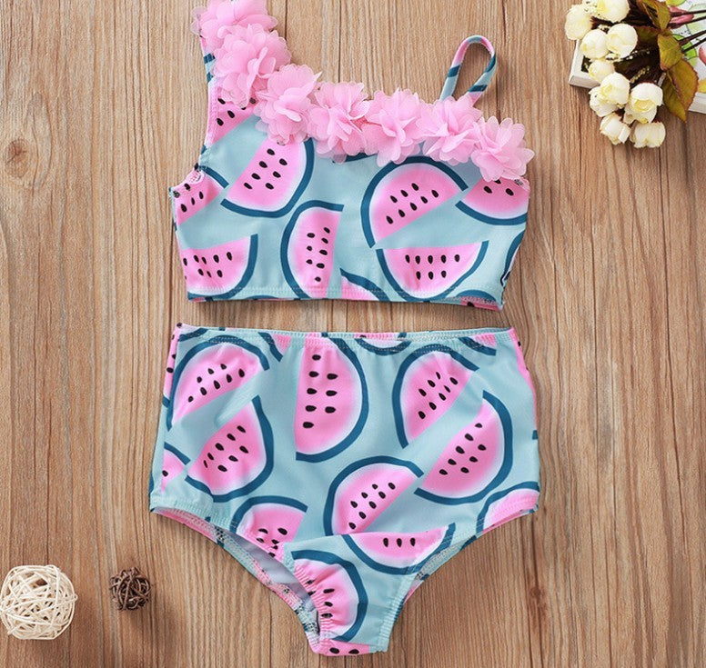 Little Girl's Summer Fruit Print Bikini Set