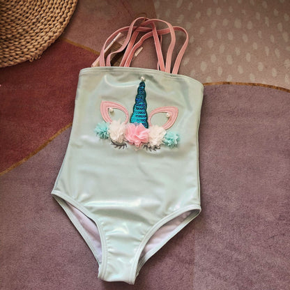 Girls' Rainbow Nylon One-Piece Swimsuit
